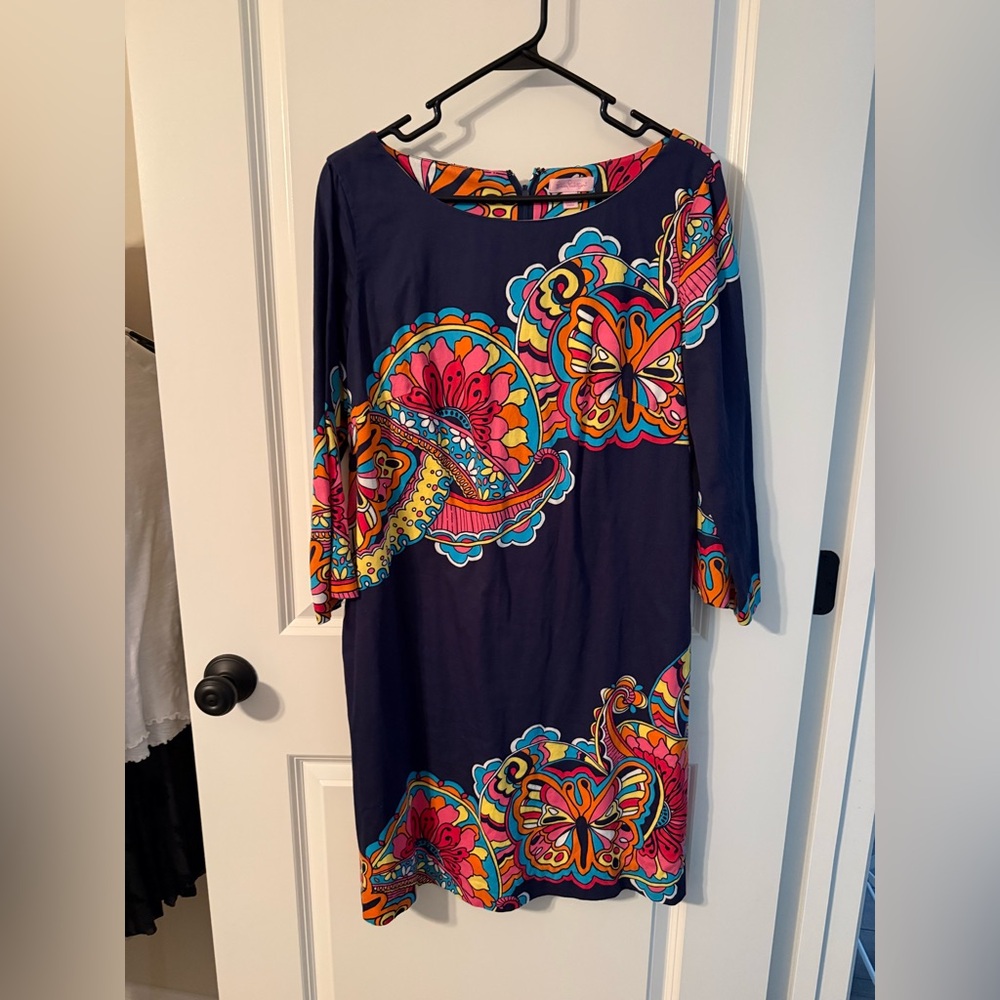 Lilly Pulitzer Navy Women’s Dress with Vibrant Patterns Size 12